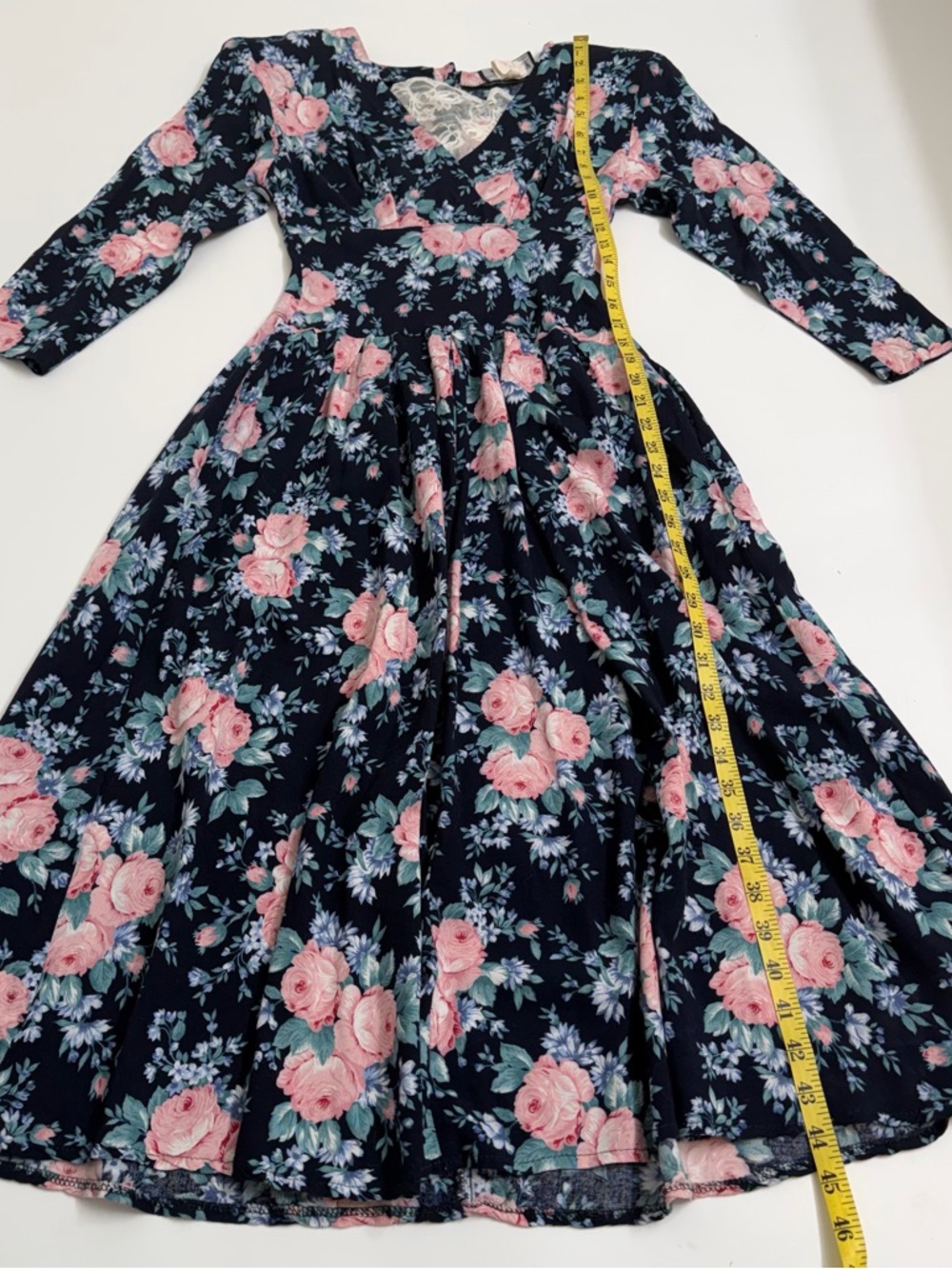 All‎ That Jazz VTG Floral MIDI Prairie Dress Empire Waist XS Cottagecore - Picture 11 of 11
